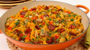 The traditional paella dish